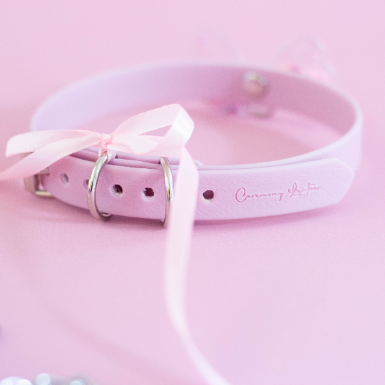 Lavender Pink Star Bow Collar and Leash / Lead set